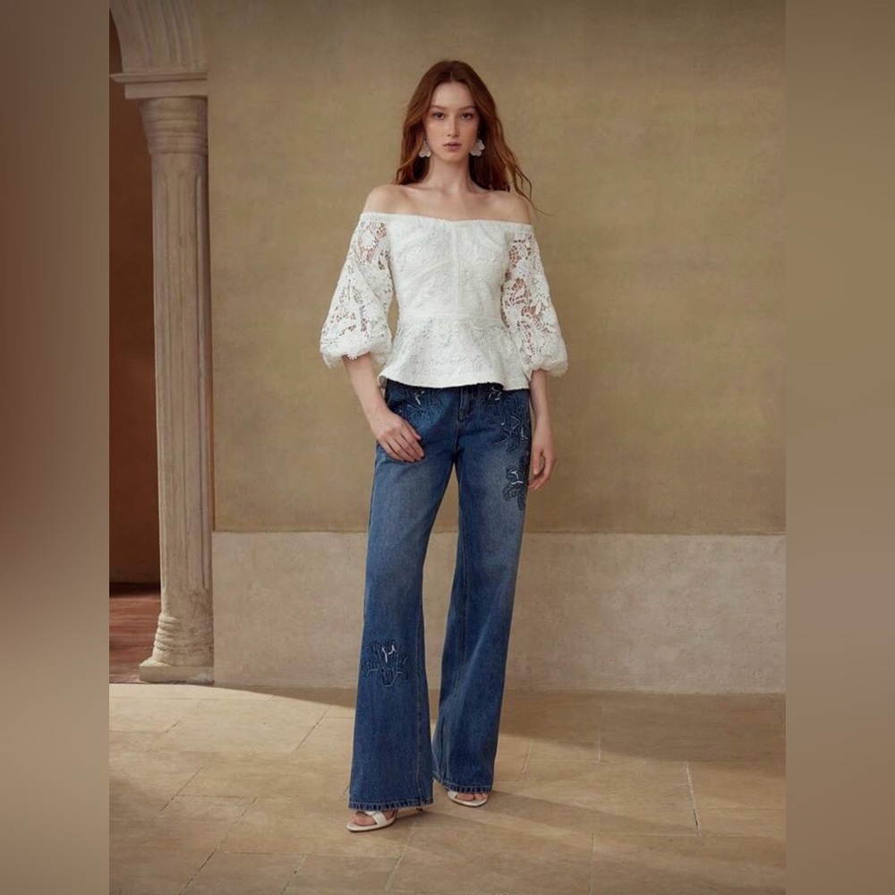 Brand New with Tag MOTF Premium Lace Off the Shoulder Top - Picture 6 of 9